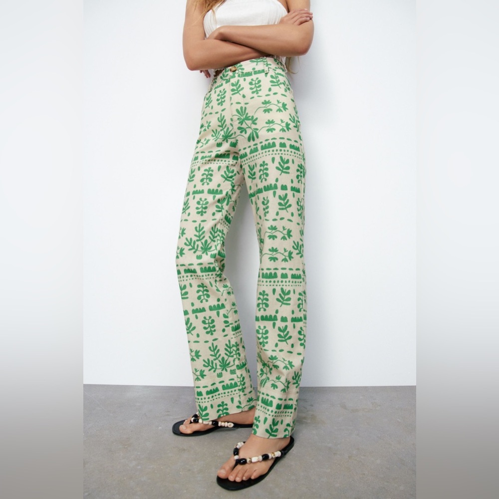 Zara Printed Linen Pant